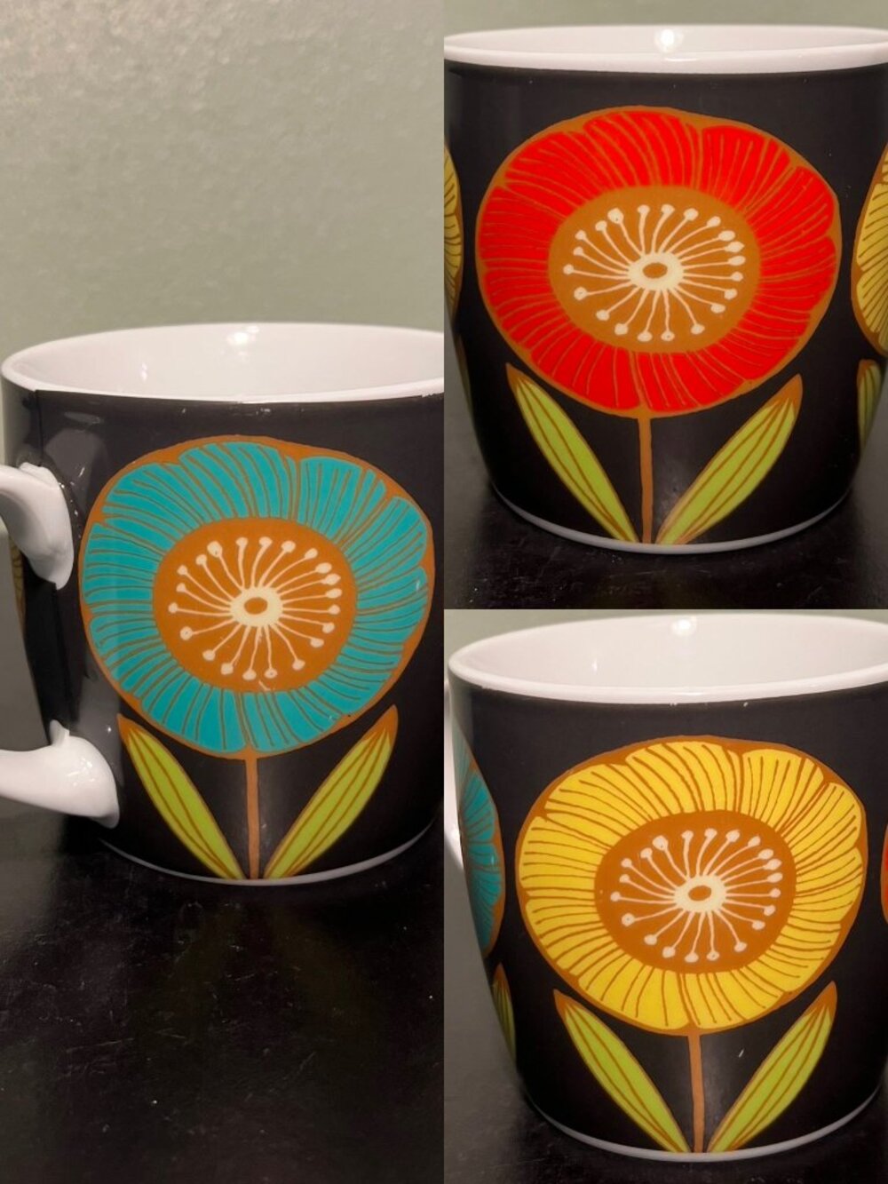 NOW DESIGNS Colorful Floral Ceramic Coffee Cup Mug Tea Retro Boho Flowers 12oz